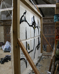 rug frame with six rugs work in progress